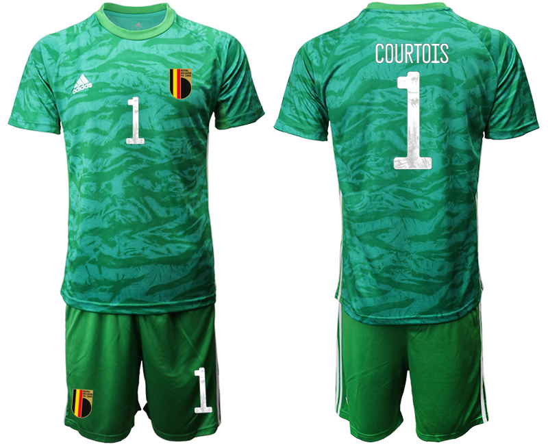 Cheap Men 2021 European Cup Belgium green goalkeeper 1 Soccer Jerseys1
